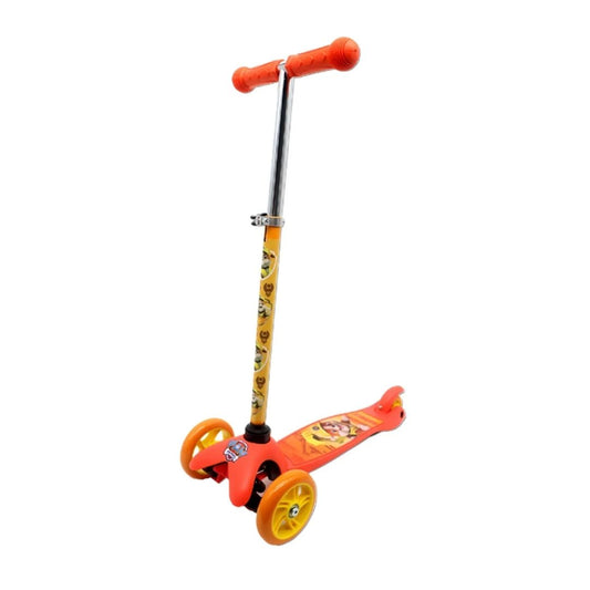 Official Paw Patrol Rubble kick scooter in a vibrant multicolor yellow and black construction design, featuring a wide non-slip deck with Rubble graphics, stable 3-wheel configuration, and comfortable soft-grip handles.
