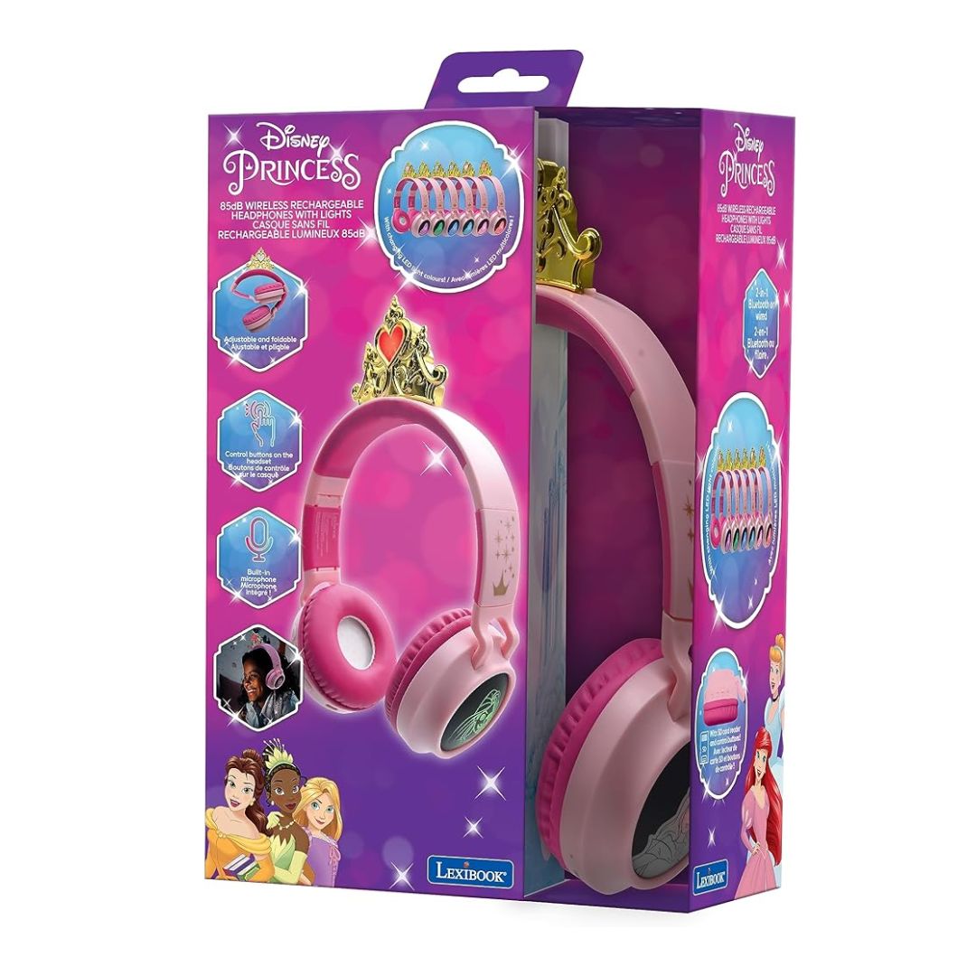 LEXIBOOK PRINCESS BLUETOOTH/WIRED FOLDABLE HEADPHONES, Ages 4+