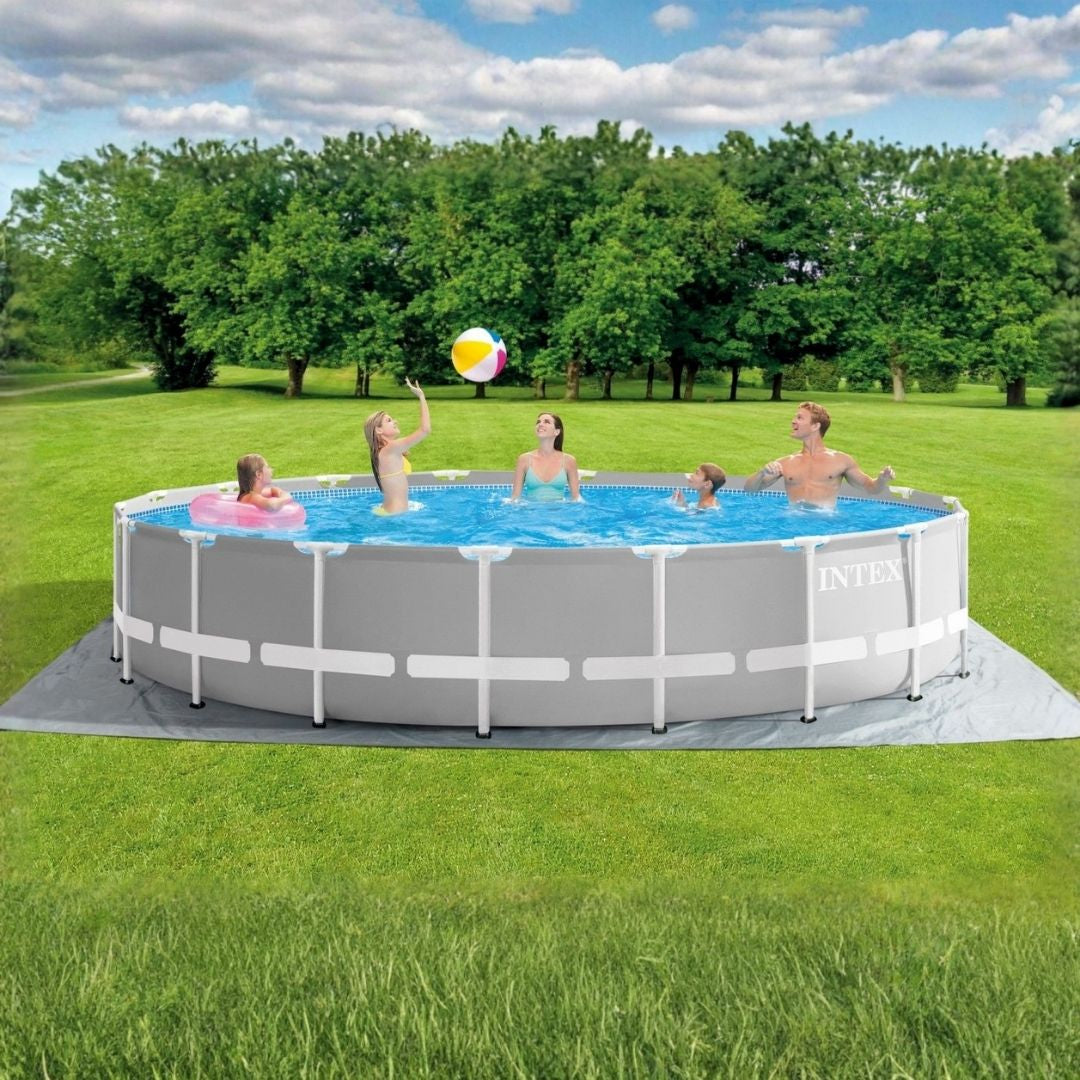 Intex Prism Frame above ground pool set 488x122cm round outdoor swimming pool for family and adults