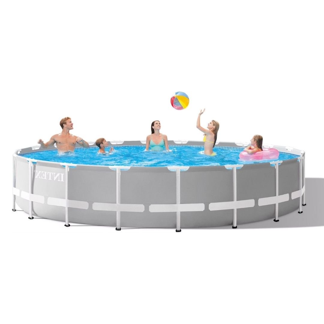 Intex Prism Frame circular above ground pool set with ladder and filter pump for adults