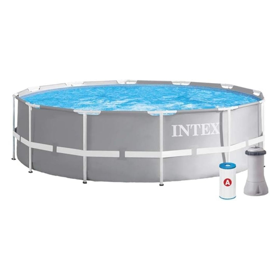 Intex Prism Frame Pool 366x76cm blue round above ground swimming pool with filter pump for ages 6 and up