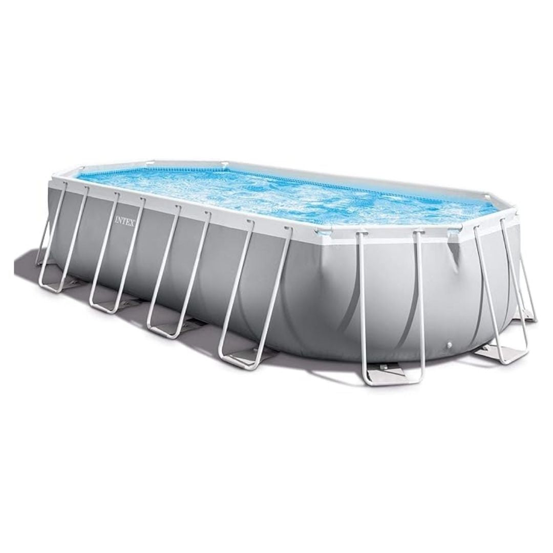 Large Intex Prism Frame oval above ground swimming pool 610x305x122cm for outdoor backyard use