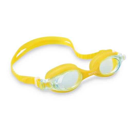 Intex Pro Team swimming goggles for kids ages 3 to 8 with adjustable head strap and soft eye cups
