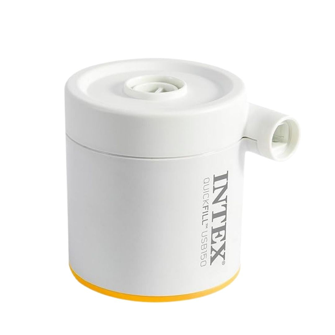 Intex QuickFill USB150 portable electric mini air pump with USB-C cable for inflating air mattresses and pool floats