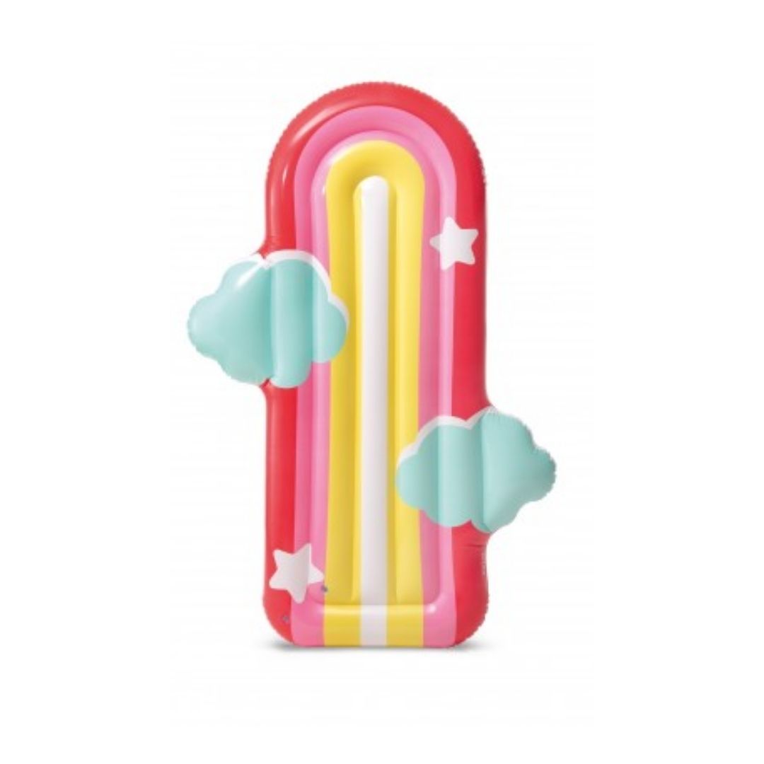 Intex Rainbow Cloud inflatable pool lounge float with vibrant colors for adult swimming pool relaxation