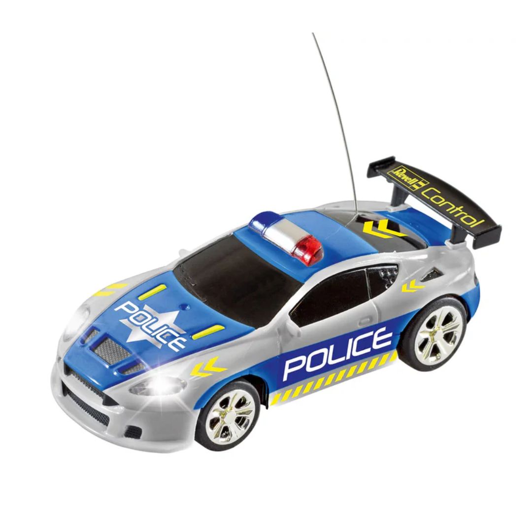 REVELL CONTROL RC MINI POLICE CAR IN CAN RECHARGABLE,Ages8+