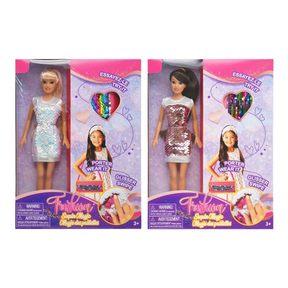 Sequin Magic Doll 29cm with sparkling outfit and detailed design for girls aged 3+