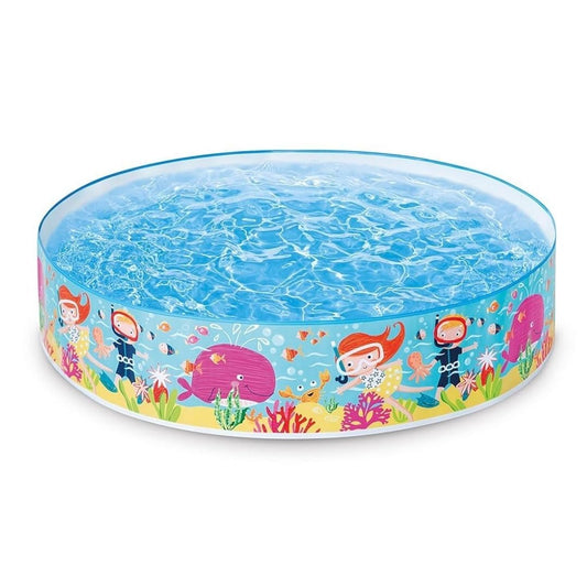 Intex Snorkel Fun Snapset Pool for kids featuring colorful underwater coral reef and fish graphics
