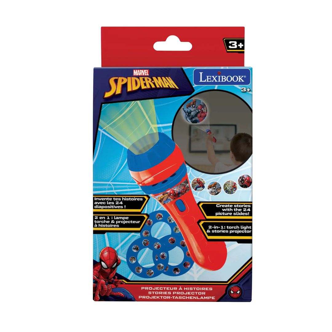 LEXIBOOK SPIDERMAN STORIES PROJECTOR AND TORCH LIGHT, Ages 3+