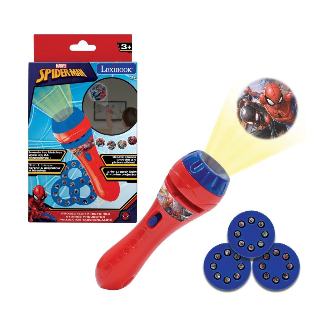 LEXIBOOK SPIDERMAN STORIES PROJECTOR AND TORCH LIGHT, Ages 3+