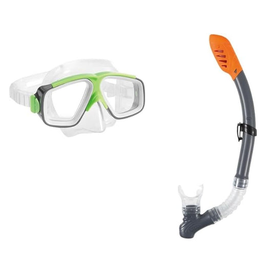Intex Surf Rider Swim Set featuring a black snorkel and polycarbonate mask for kids outdoor pool and beach diving
