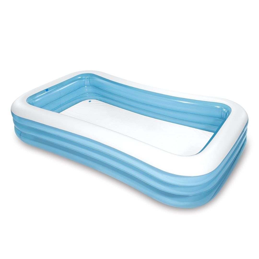 Intex Swim Center rectangular blue inflatable family lounge pool for kids ages 6 and up