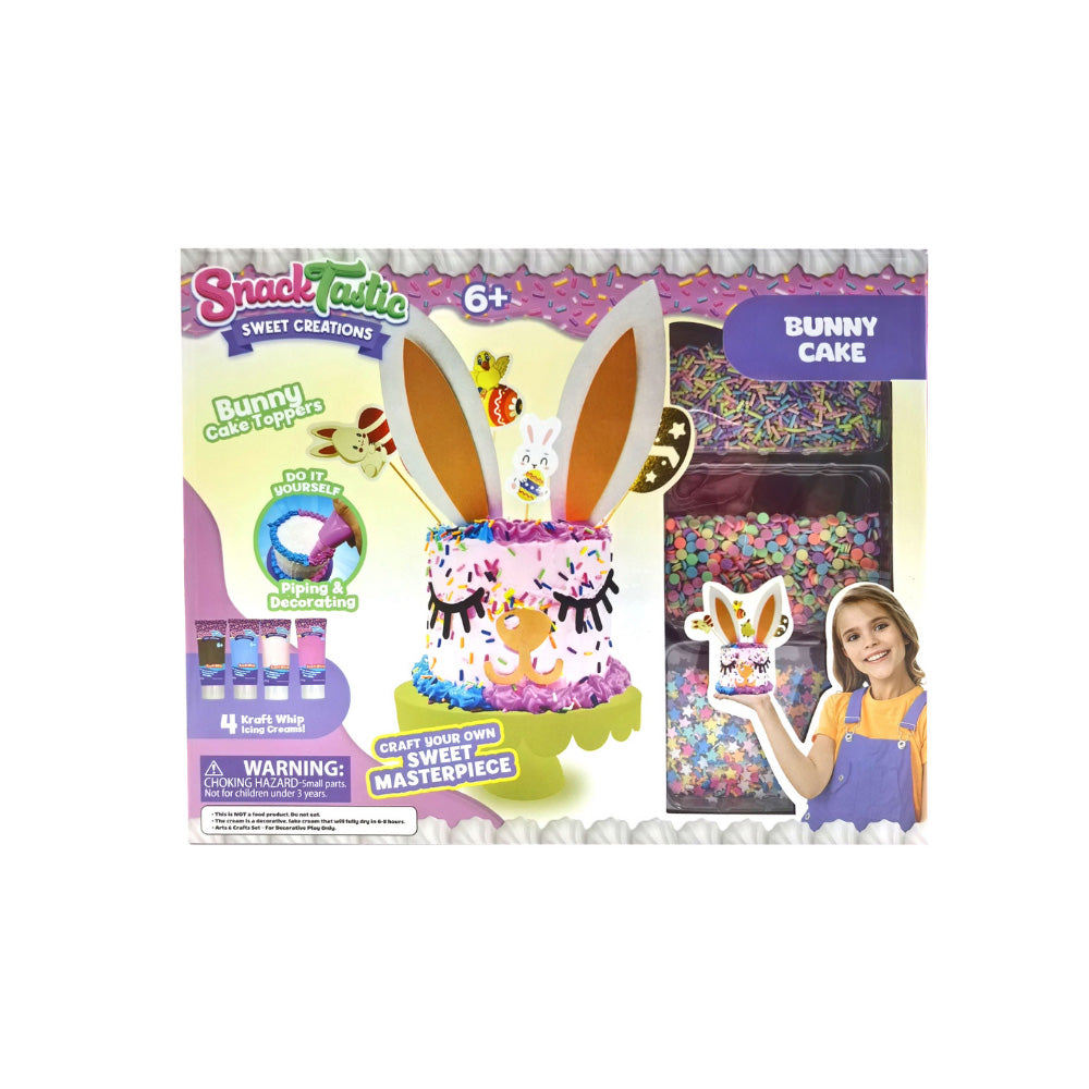 Snack Tastic Easter Bunny Cake decorating kit with toppers, sprinkles and icing for kids aged 6+