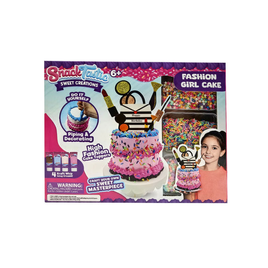 Snack Tastic Fabulous Fashion Cake decorating kit with toppers, sprinkles, and icing for girls aged 6+