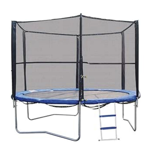 TNC 8 foot outdoor trampoline with safety enclosure net and ladder for kids age 5 plus
