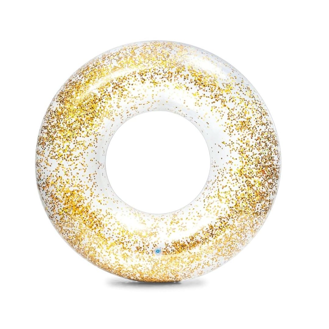 Intex transparent inflatable pool tube with gold glitter for kids and adults outdoor swimming