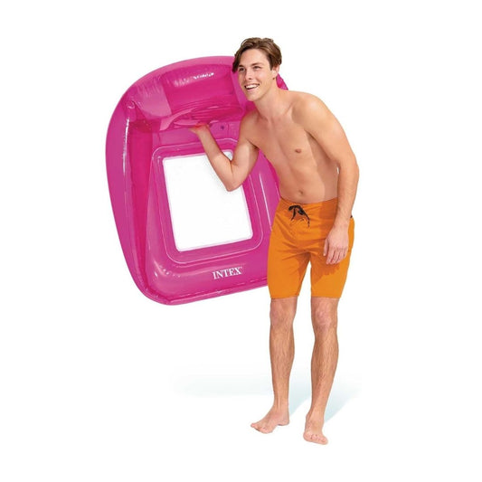 Intex transparent inflatable pool lounge with mesh bottom and headrest for adult swimming pool relaxation