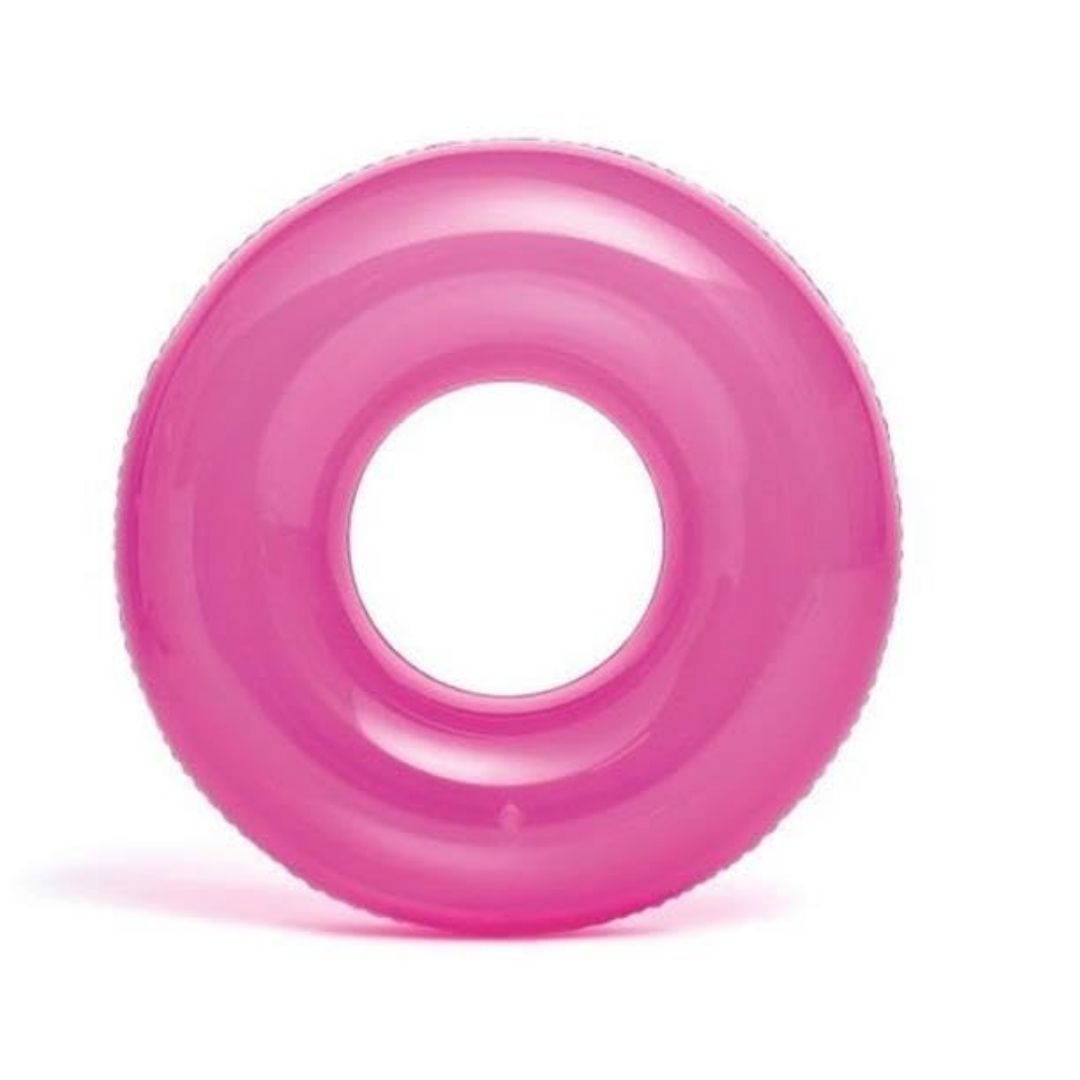 Intex 76cm transparent inflatable pool tube in blue yellow and pink for kids outdoor water play