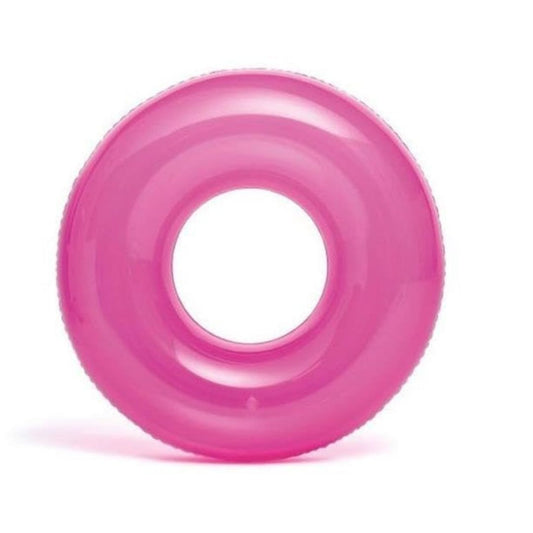Intex 76cm transparent inflatable pool tube in blue yellow and pink for kids outdoor water play