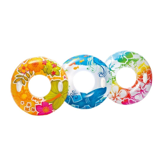 Intex transparent inflatable pool tube with handles 97cm swim ring for ages 9 plus