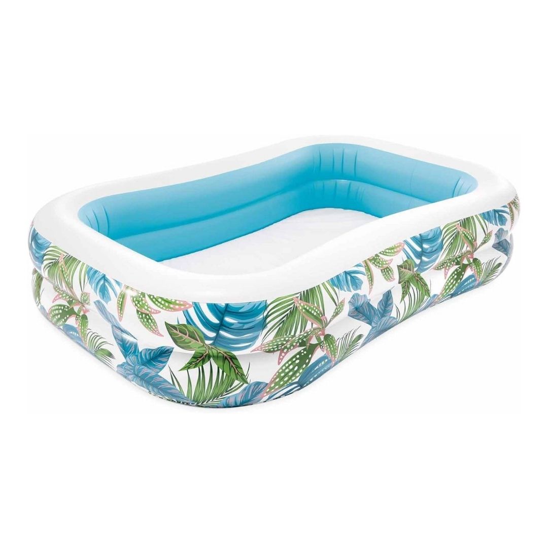 Intex Tropical Swim Center inflatable family pool with colorful tropical fish design and wide side walls