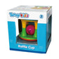 Tanny Toys Rattle Cup featuring a clear container with a cheerful bear-faced ball inside that rattles and rolls when shaken or tapped by an infant.