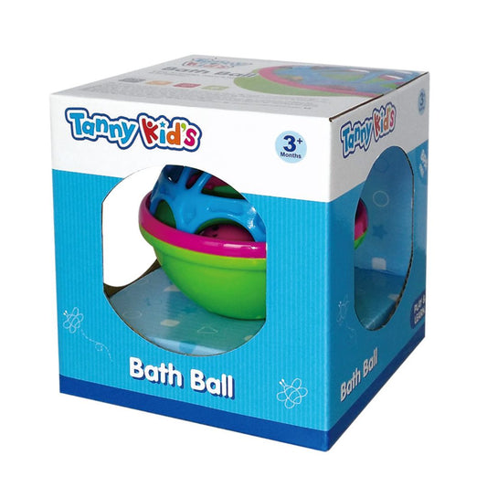 Multicolor Tanny Toys Bath Ball with a lightweight, easy-to-grasp geometric design for infant sensory play during bath time.