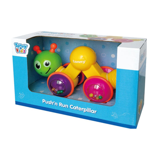Tanny Kids Push 'N Run Caterpillar colorful developmental push toy with rattling beads for babies 6 months and up