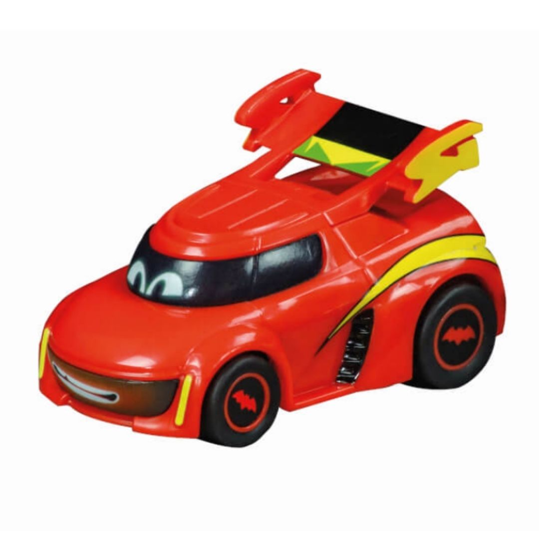 Official DC Batwheels Pull & Speed 1:43 scale toy car in a clear blister pack featuring Bam the Batmobile or Redbird with a high-speed pull-back motor.