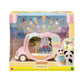 Sylvanian Families pastel pink ice cream van toy truck with animal-ear shaped toppings ice cream cones and turning display counter