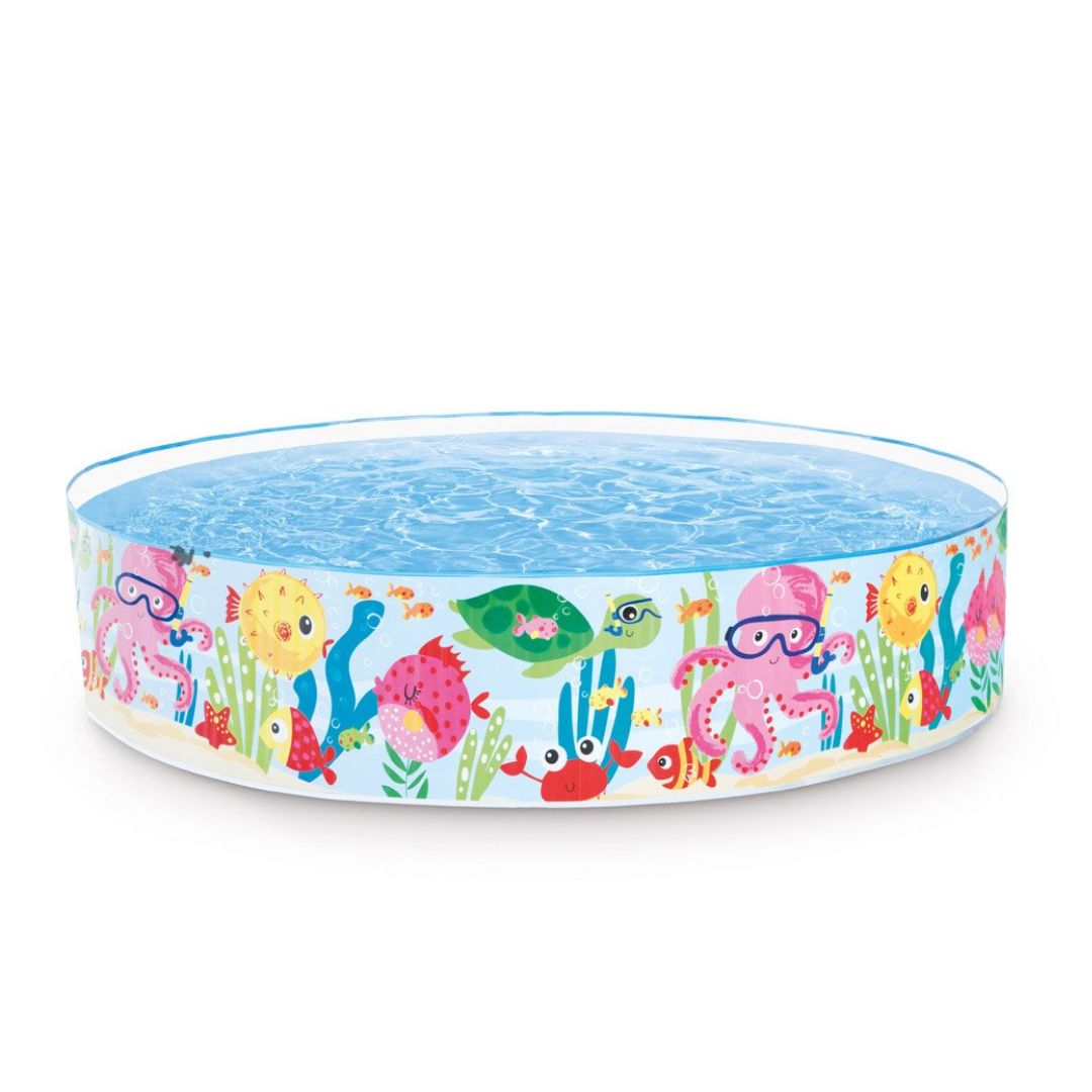 Intex Ocean Play Snapset Pool 6 foot round blue kids swimming pool with colorful sea animal graphics