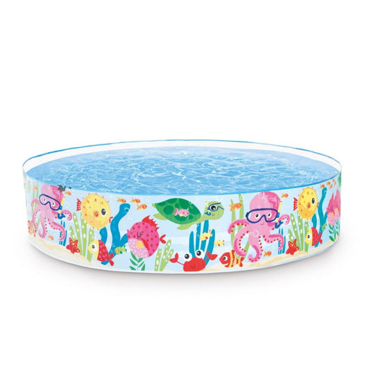 Intex Ocean Play Snapset Pool 6 foot round blue kids swimming pool with colorful sea animal graphics