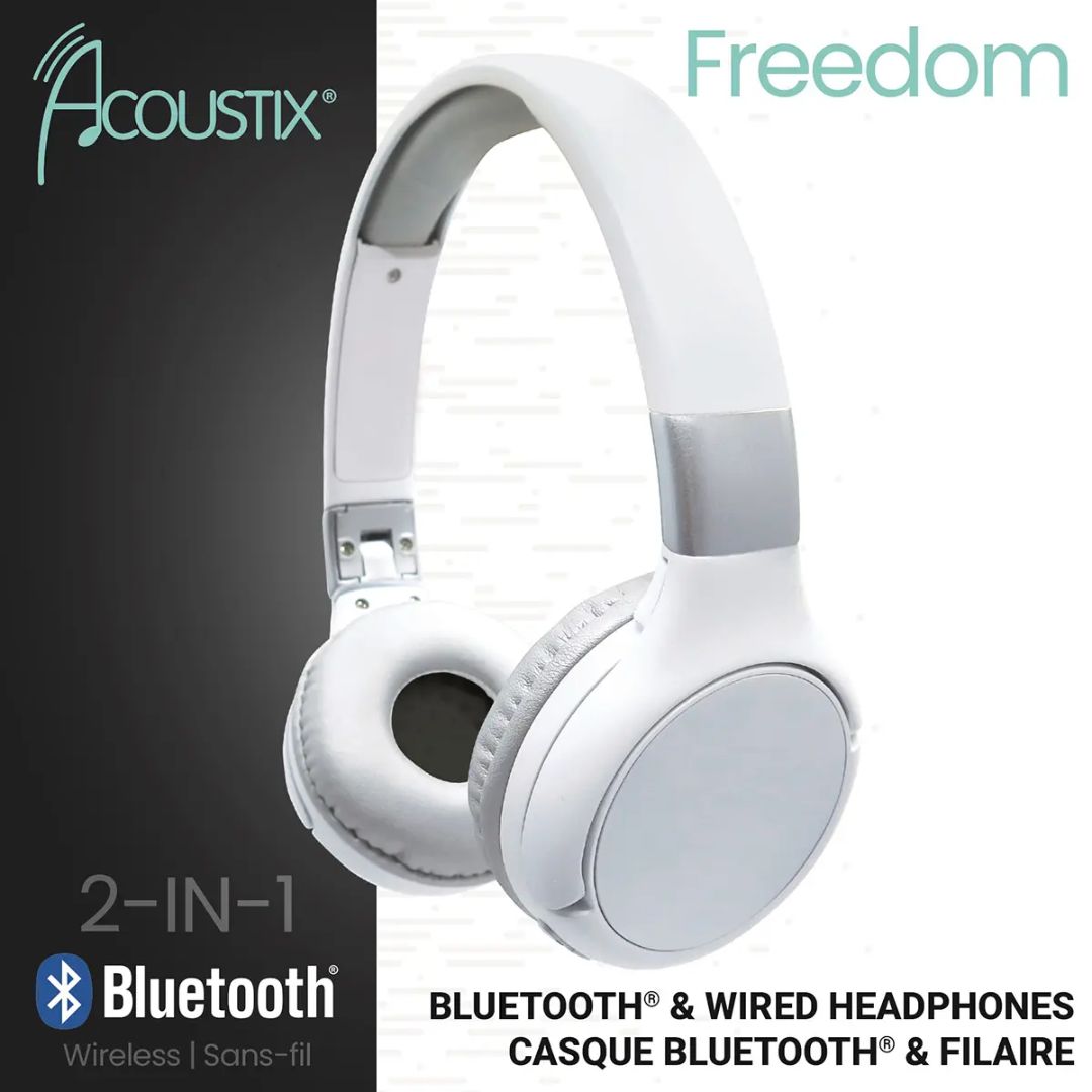 LEXIBOOK ACOUSTIX 2-IN-1 BLUETOOTH AND WIRED COMFORT FOLDABLE HEADPHONE, Ages 8+
