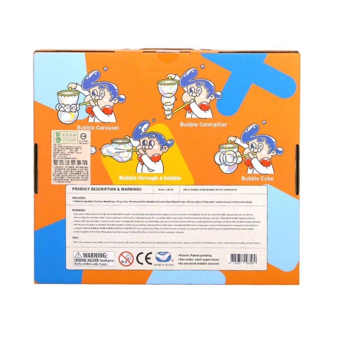 UNCLE BUBBLES GAME BUBBLE TRICKS STARTER KIT, Ages 6+