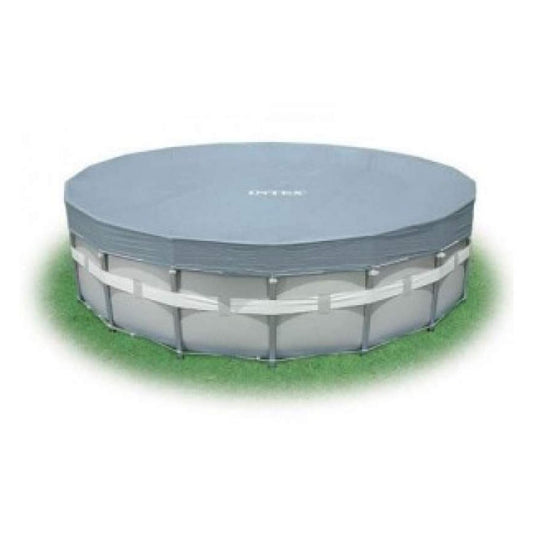 Intex 16ft round pool cover for Ultra XTR Frame pools with drainage holes and rope ties