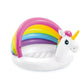 Intex inflatable white unicorn baby pool with colorful rainbow tail and wings for outdoor garden water play