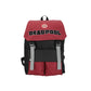 Deadpool backpack 45cm in red with iconic character design, durable fabric and PU material