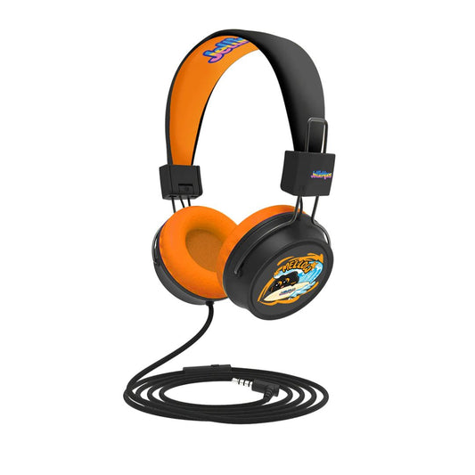 Jelliemons Booma Beats black over-ear kids wired headphones with safe volume limiter and 3.5mm audio cable