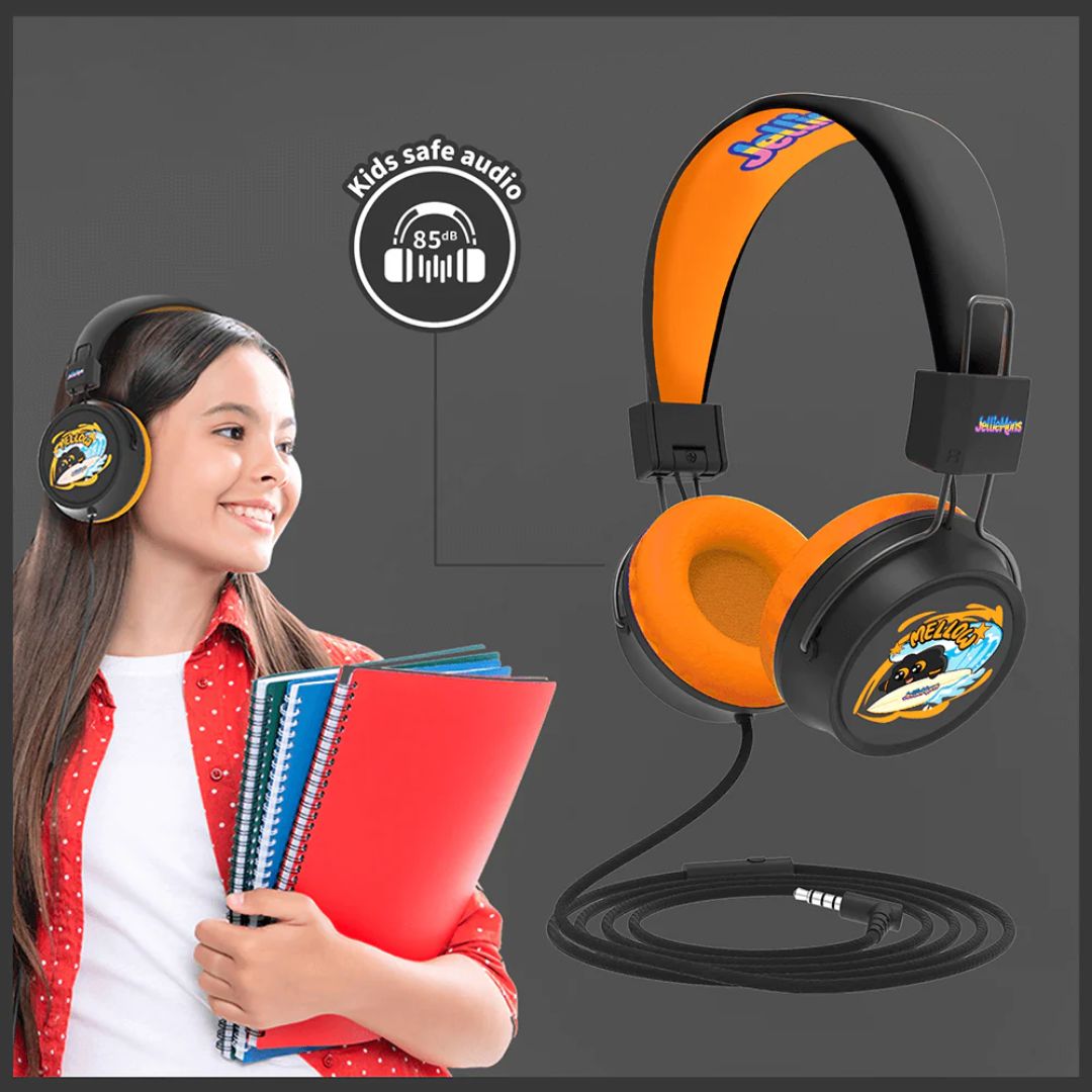 JELLIEMONS BOOMA BEATS WIRED HEADPHONES BLACK, Ages 5+