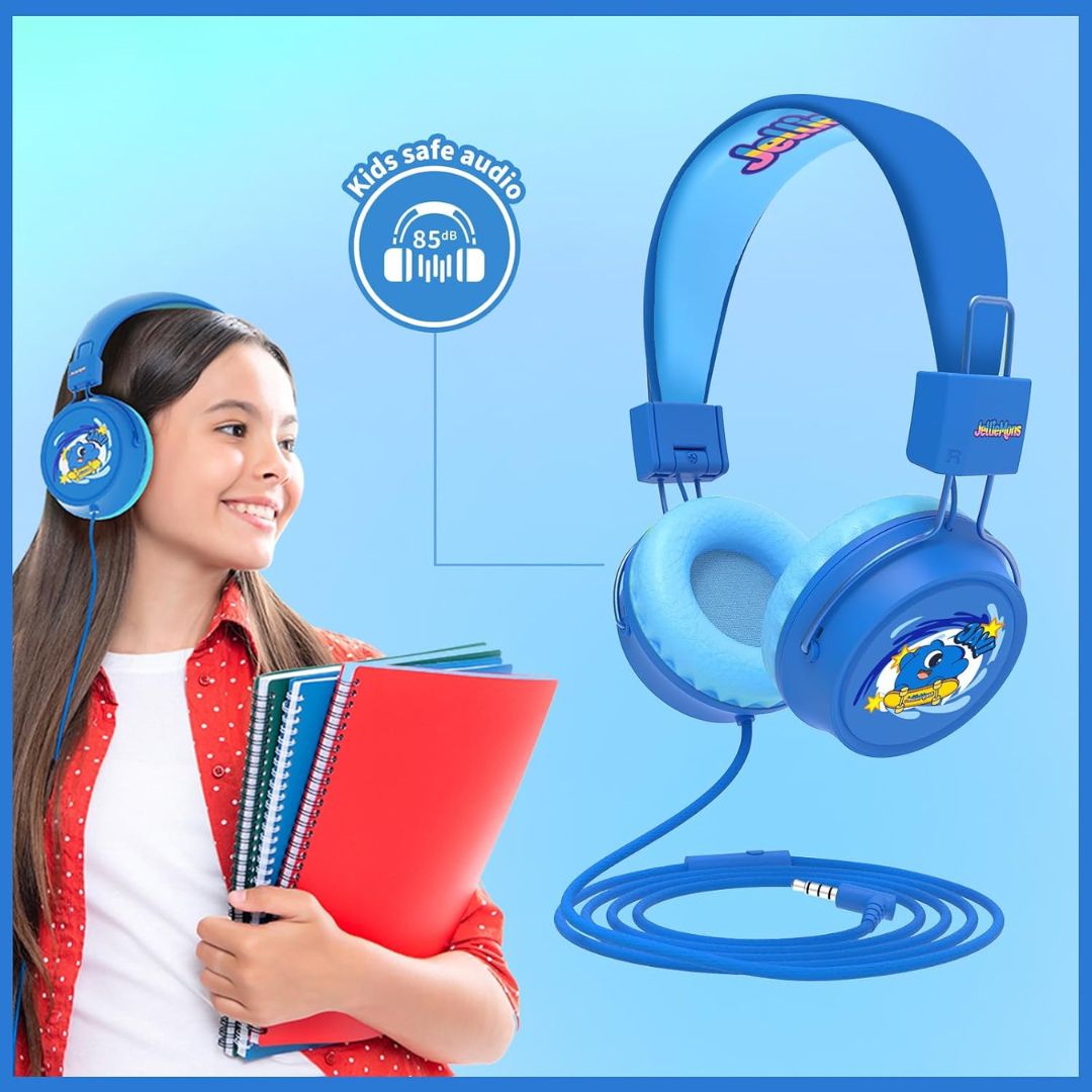 JELLIEMONS BOOMA BEATS WIRED HEADPHONES BLUE, Ages 5+