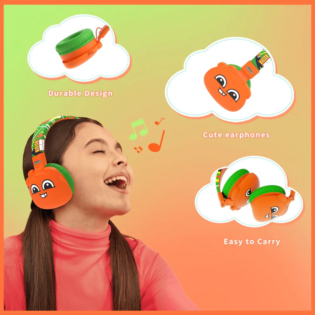 JELLIEMONS BOOMA ECHO WIRELESS HEADPHONES ORANGE, Ages 5+
