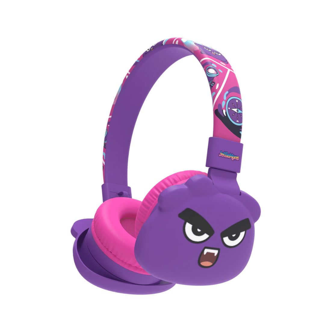 Jelliemons Booma Echo purple over-ear kids wireless Bluetooth headphones with soft cushioned earcups