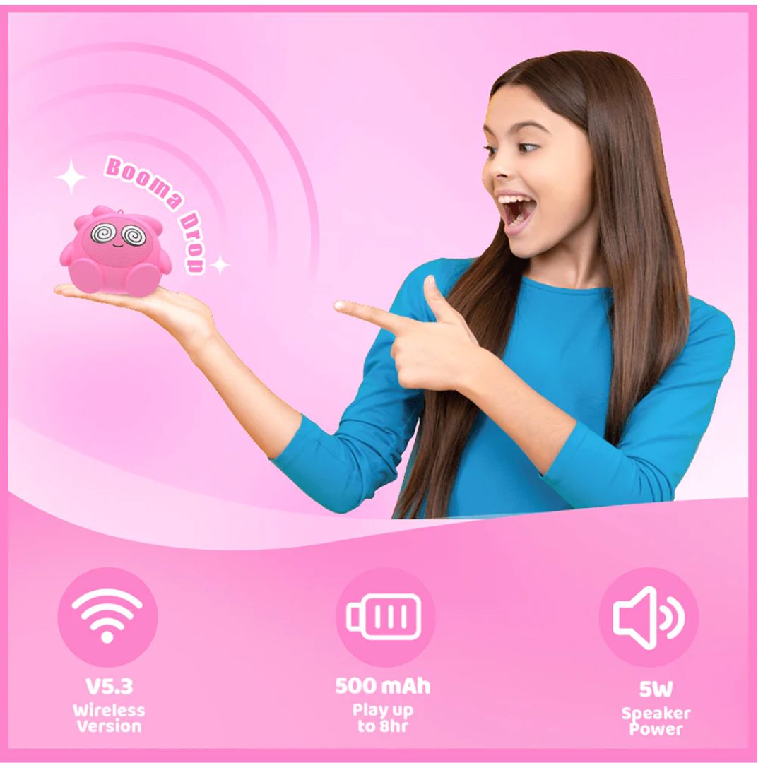 JELLIEMONS BOOMA PULSE WIRELESS SPEAKER PINK, Ages 5+