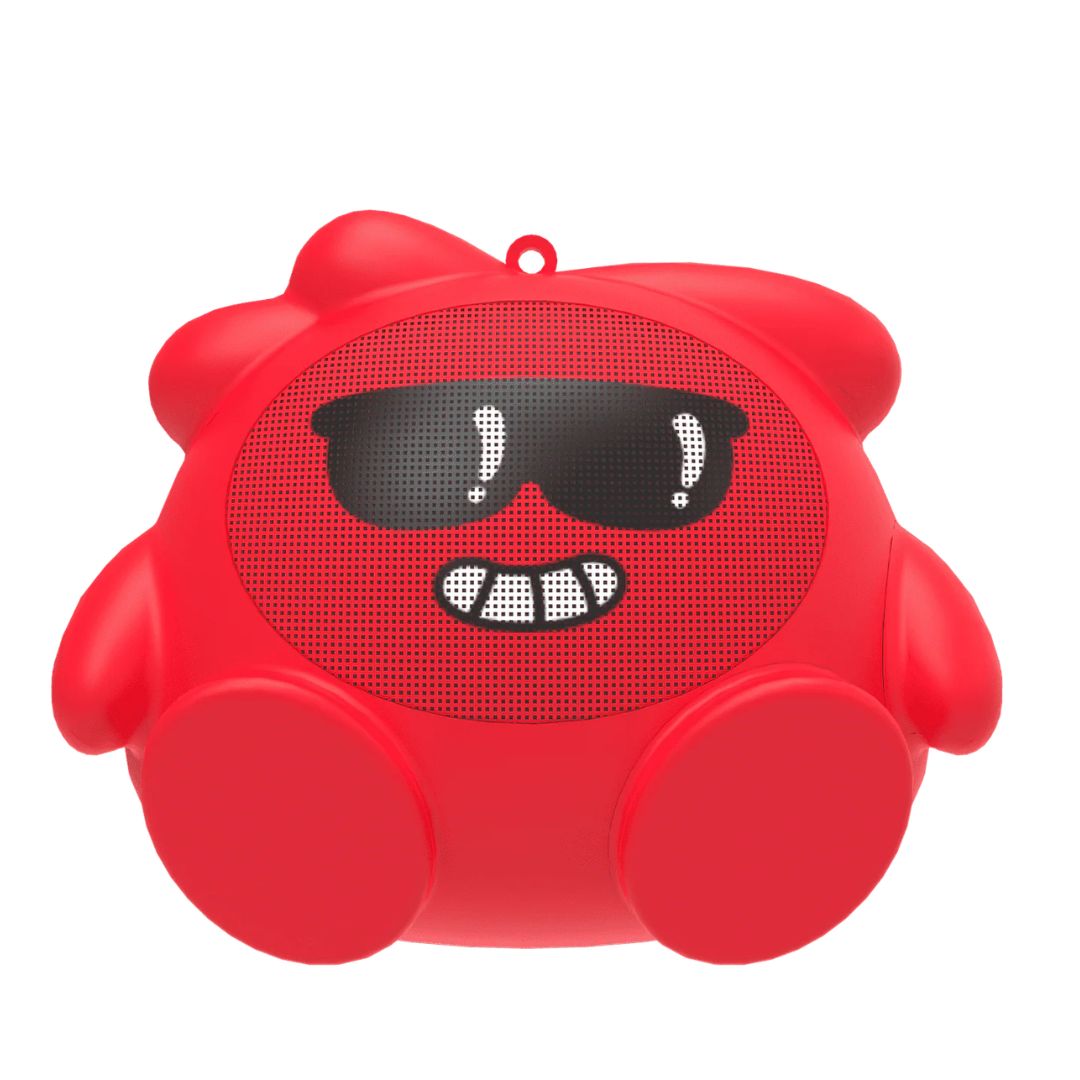 Jelliemons Booma Pulse red mini wireless Bluetooth speaker with interactive character design for kids