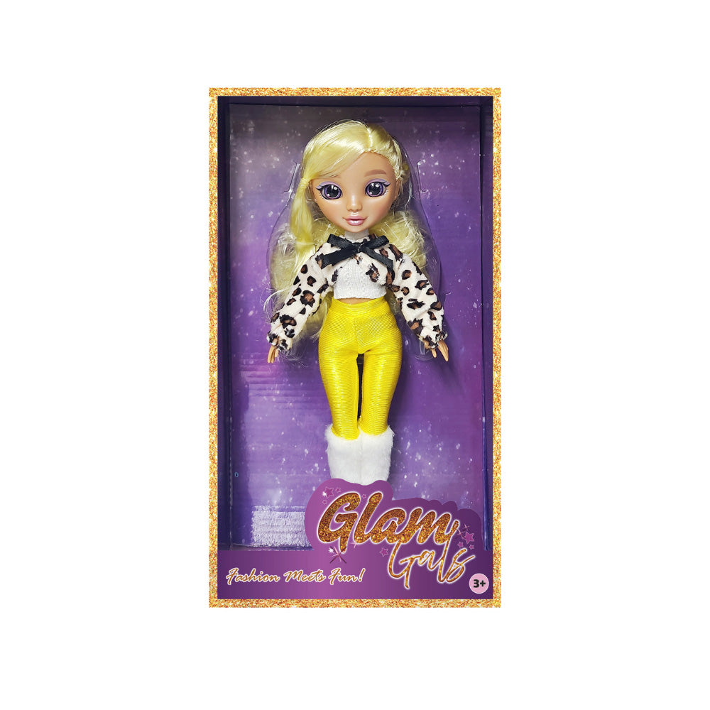 FASHION DOLL YELLOW POSEABLE GLAM GIRLZ 9"