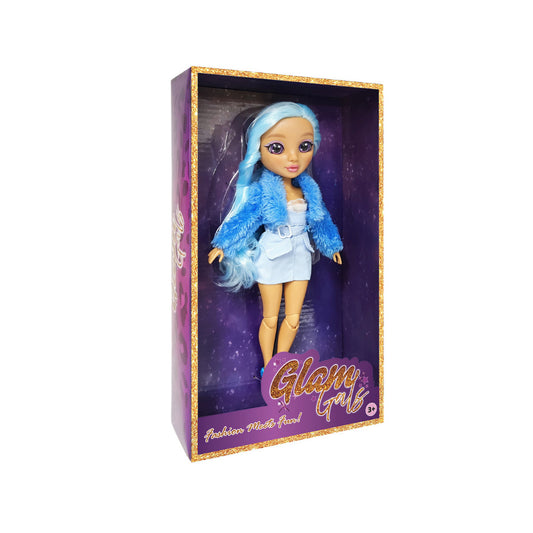 FASHION DOLL BLUE POSEABLE GLAM GIRLZ 9"